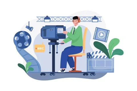 Camera Operator Illustration concept on white Stock Illustration