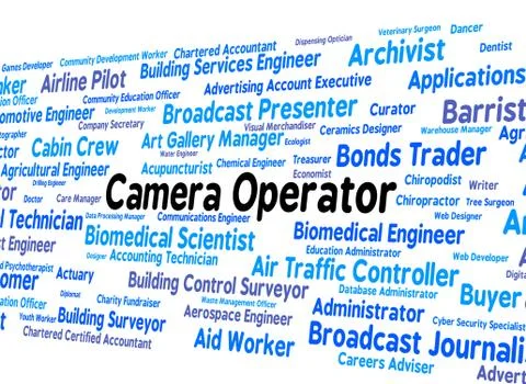 Camera Operator Indicates Machine Minder And Cameras Illustrazione stock