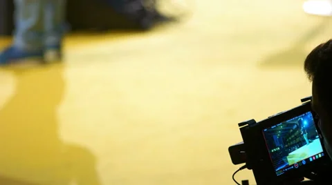 Camera Operator Recording Educator on the Stage Stock Footage 68625056