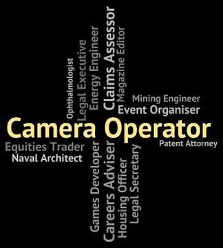 Camera Operator Represents Machine Minder And Cameras Illustrazione stock