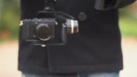 Camera Operator Tests Stabilizer Stock Footage 83169842