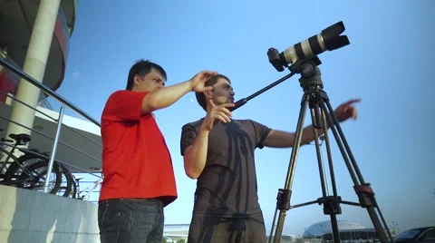 Camera Operator Working With a Cinema Camera Stock Footage 65188335