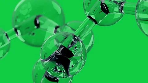 Camera orbiting glass sphere chain rotating and sliding to show cube cores on Stock-Footage 344176983