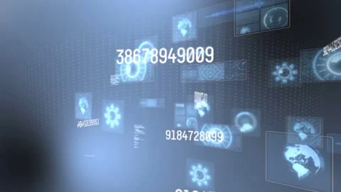 Camera orbiting right, HUD elements rotating numbers popping panels sliding Stock Footage 334351515