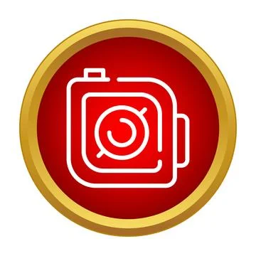 Camera outline icon with diagonal line in red circle Stockillustratie