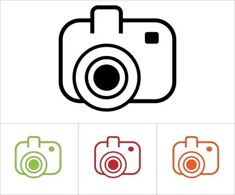 Camera outline icon on a white background Stock Illustration