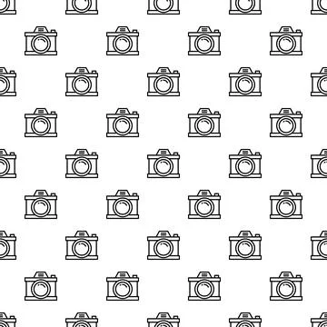 Camera outline icons creating a seamless pattern Stock Illustration