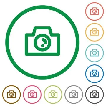Camera outlined flat icons Stock Illustration