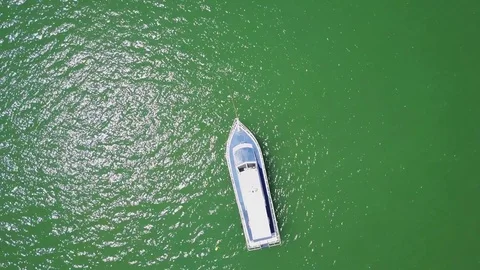 Camera over view boat in ocean Stock Footage 79264155