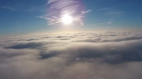 Camera Pan 360 degrees above clouds at sunrise Stock Footage 43737386