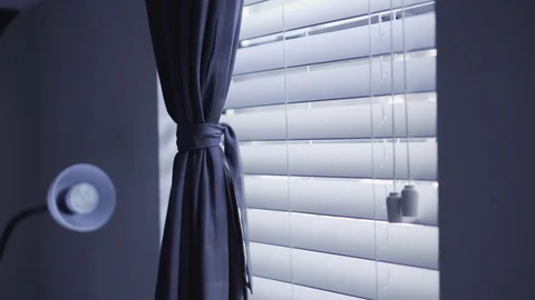 Camera Pan Across Window and Curtain Video stock 83957799