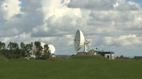 Camera pan of array of radio telescopes Stock Footage 39868848