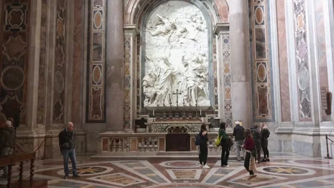 Camera Pan in the Hall of St. Peter's Basilica on Fuga d'Attila by Alessandro Stock Footage 285265599