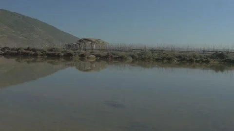 Camera pan on a lake by the mountain Stock Footage 62451078