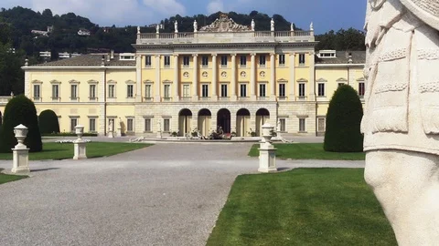 Camera pan left in villa olmo in como city Stock Footage 118650282