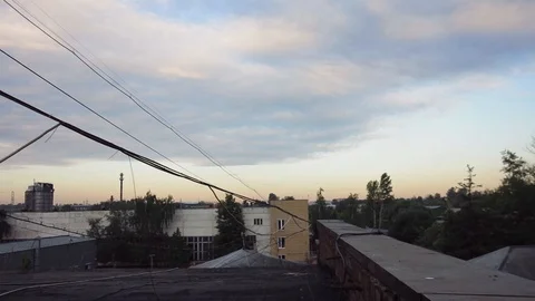 Camera pan from the rooftop of abandoned factory or plant around the industrial Vidéo 118041979