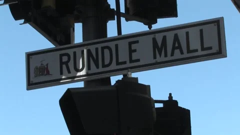 Camera pan ups and downs of Rundle Mall street sign Video stock 234265022