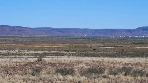 Camera panning across the Square Kilometer Array radio telescopes from a distanc Video stock 328578305