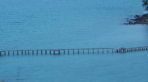 Camera panning, bridge on the way to the harbor. Stock Footage 49771192