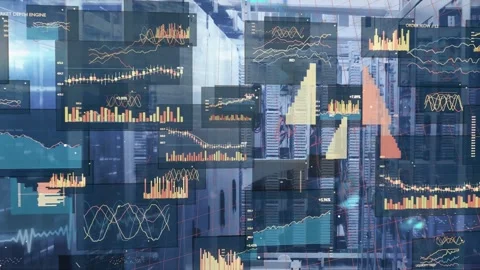 Camera panning center server racks sparking dashboard panels appearing and Stock Footage 337913074