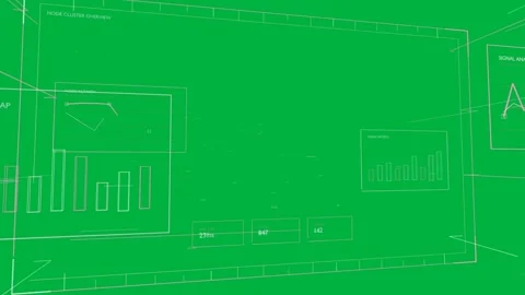 Camera panning holo dash showing data cloud and tiles updating, showing node Stock Footage 335781021