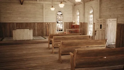 Camera is panning inside an old town hall building Stock Footage 236396302