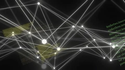 Camera panning, network reconfiguring, panels shifting and rotating to reveal Stock Footage 334337833