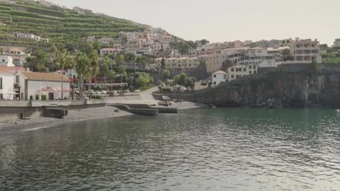 Camera panning over camara de lobos, madeira Video stock 291879817
