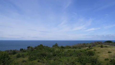 Camera panning over the german island HIDDENSEE in the baltic sea Video stock 142212434