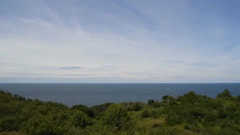 Camera panning over the german island HIDDENSEE in the baltic sea Video stock 142589655