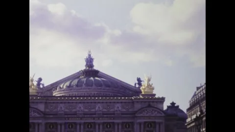 Camera panning over palais garnier showing architectural details Stock Footage 291054635