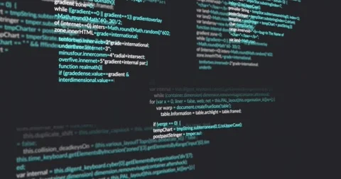 Camera panning over wireframe grid revealing JavaScript and HTML code blocks Stock Footage 317184080