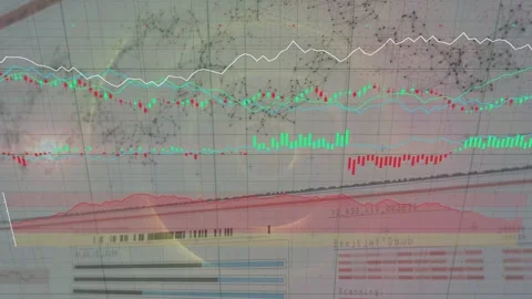 Camera panning screen while white line rising, cyan lines shifting, green red Stock Footage 335317650