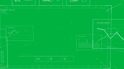 Camera panning showing NODE ACTIVITY, nodes shifting, charts updating, Stock Footage 335781003