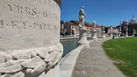 Camera panning showing prato della valle square in padua Stock Footage 296781762