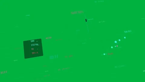 Camera panning starting 3D HUD revealing vitals, data animating for monitoring Stock Footage 329532339