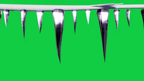 Camera panning starting icicles growing and showing purple gleam for reveal on Stock Footage 340269560