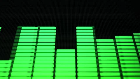 Camera Pans Across Cinematic Audio Bars - Green Version Stock Footage 317352882