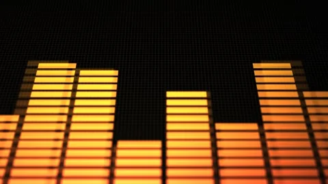 Camera Pans Across Cinematic Audio Bars - Orange Version Stock Footage 317352885
