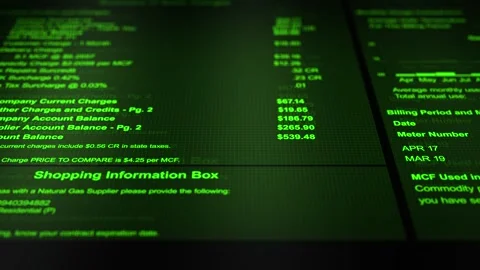 Camera pans across a Generic Gas Bill Stock Footage 307773338