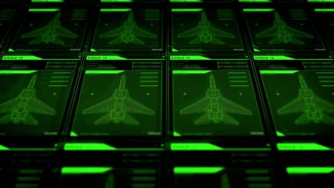 Camera pans across Generic US Air Force Fighter Jet Call Sign Software - Mod Stock Footage 306265164