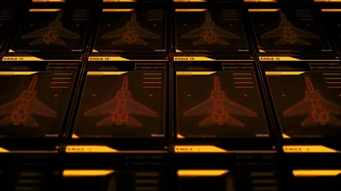 Camera pans across Generic US Air Force Fighter Jet Call Sign Software - Ret Stock Footage 306265166