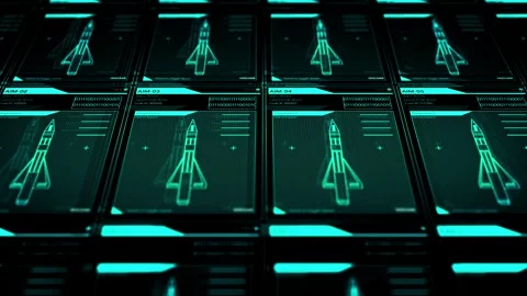 Camera pans across Generic US Air Force Fighter Jet Missile Program - Digital Stock Footage 306296921