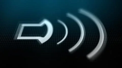 Camera Pans Across a Microphone Icon for Computer Turning Up Volume 10 Stock Illustration