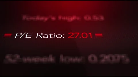 Camera pans across a negative P-E Ratio on Investing App or Share Price Stock Footage 305806130