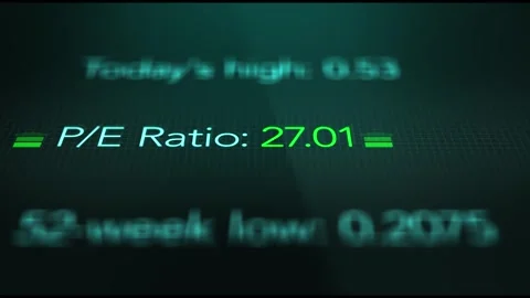 Camera pans across a Positive P-E Ratio on Investing App or Share Price Stock Footage 305806213