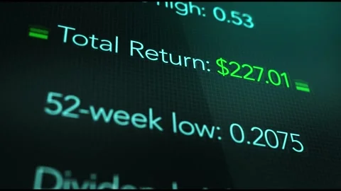 Camera pans across a Positive Total Return on a Investing App or Share Price Stock Footage 305845745