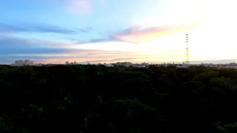 Camera pans across the San Diego skyline during sunset Video stock 333872807