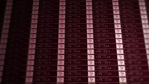 Camera pans across Tron Crypto Network - Negative Returns Stock Footage 289129890