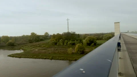 Camera pans across a trough bridge 스톡 동영상 219891777